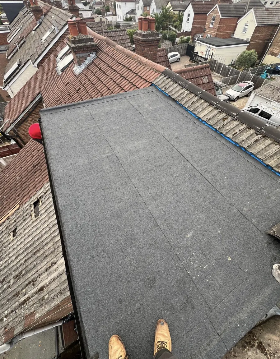 Finished felt flat roof on an extension, Dawn Roofs Ltd