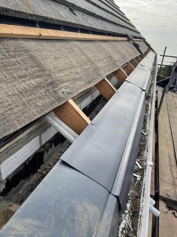 Lead-lined valley gutter on a pitched roof, Dawn Roofs Ltd
